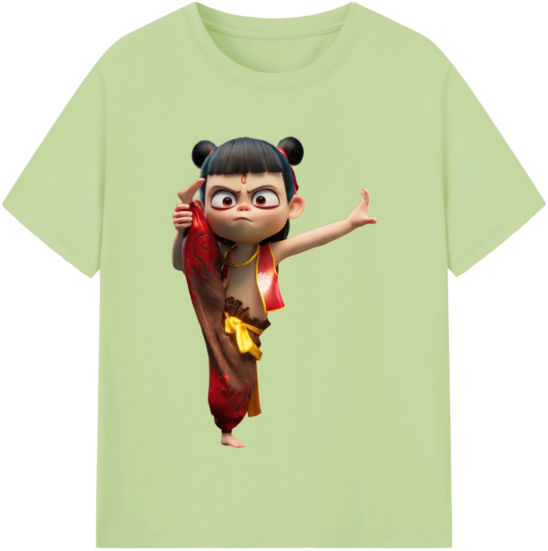 （画像用） Ne Zha 2 ナタ 魔童の大暴れ 綿100％半袖Tシャツ（フロントプリント）